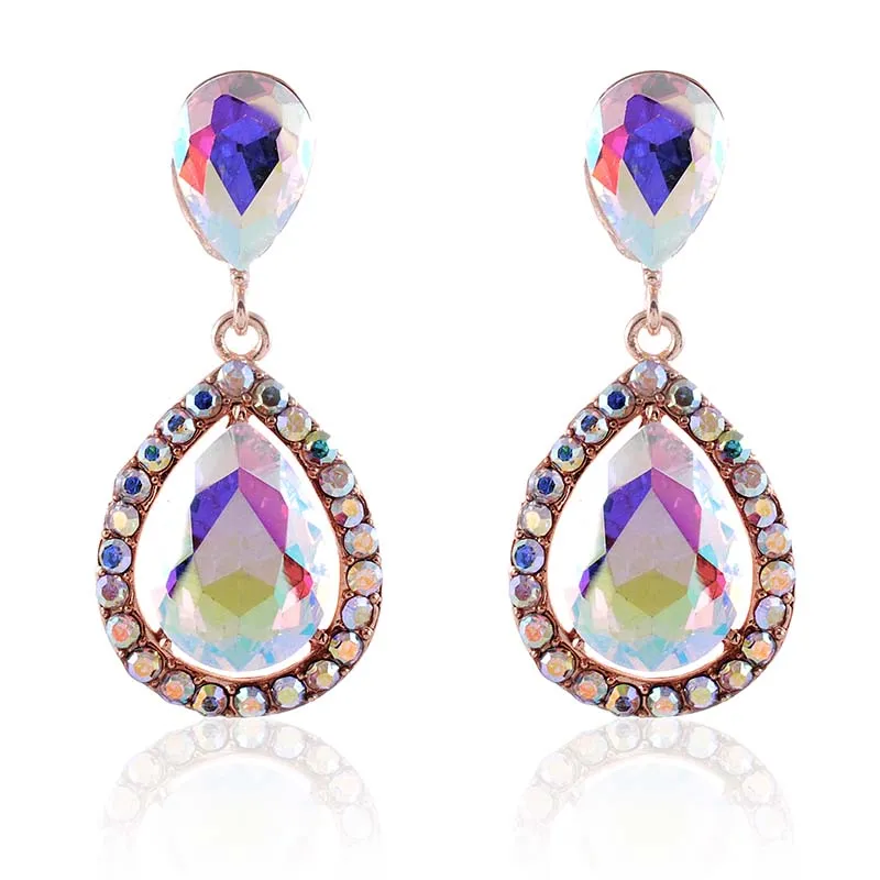 GOLD POST EARRINGS AB STONES ( 2547 GAB ) sold by Oh My Jewelry