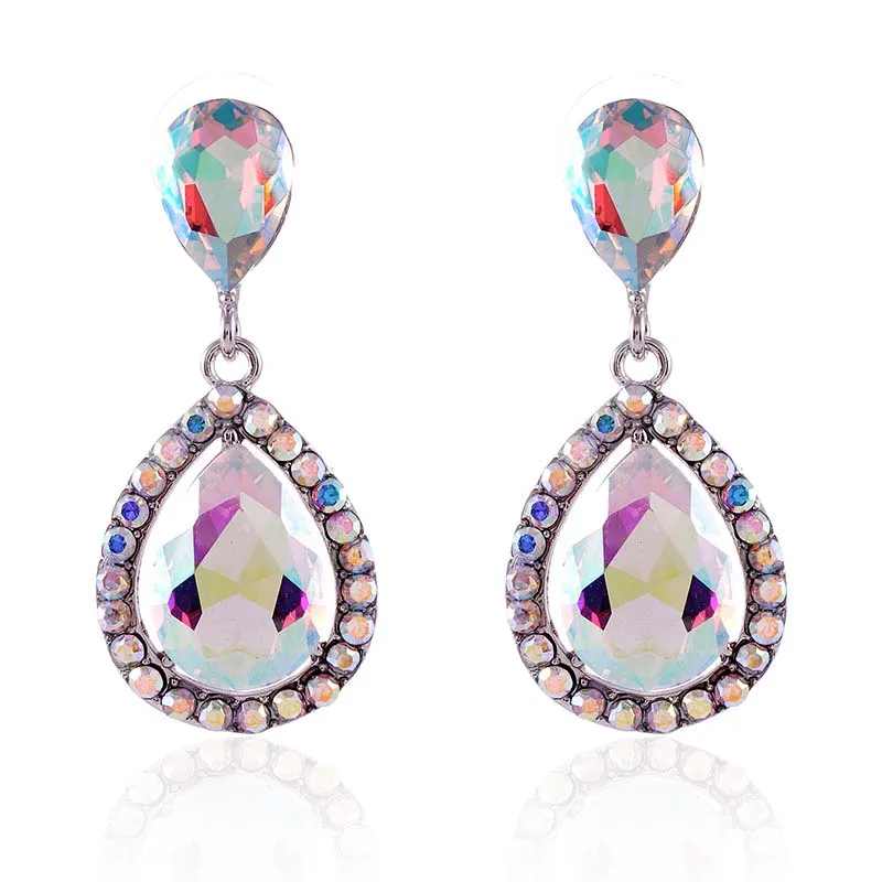 SILVER POST EARRINGS AB STONES ( 2547 SAB ) sold by Oh My Jewelry