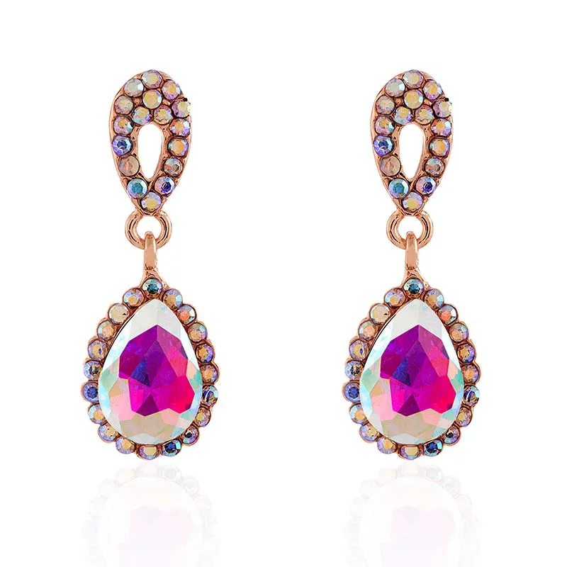 DANGLING GOLD EARRINGS AB STONES ( 2649 GAB ) sold by Oh My Jewelry