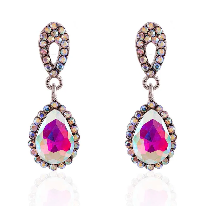 DANGLING SILVER EARRINGS AB STONES ( 2649 SAB ) sold by Oh My Jewelry