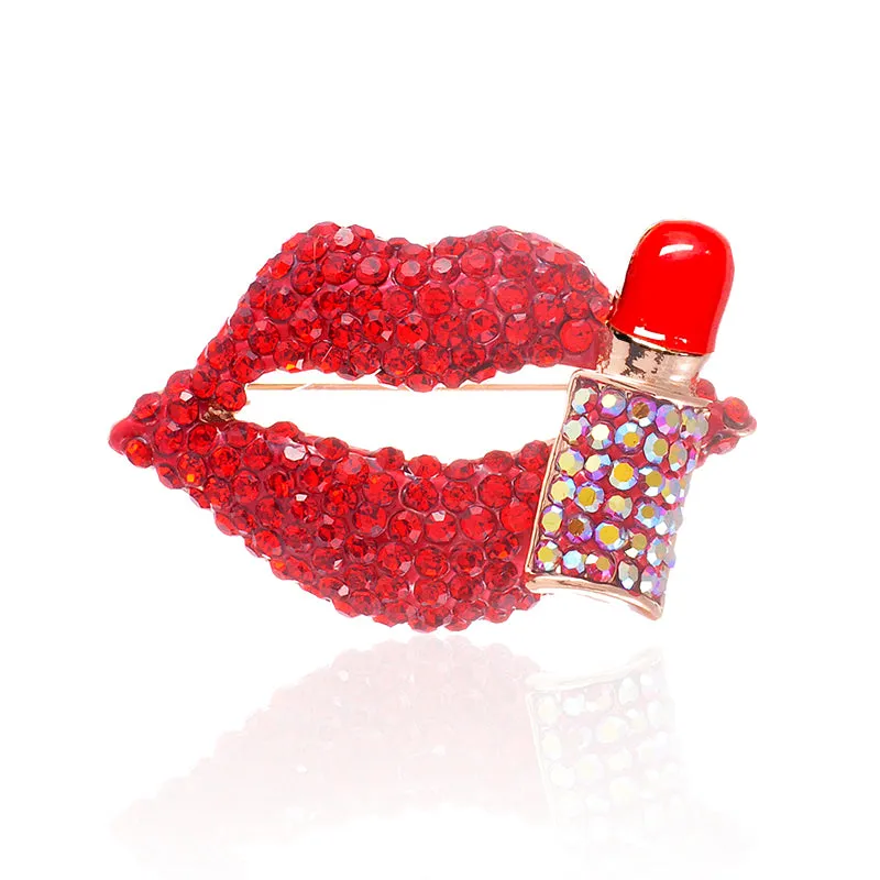 CRYSTAL LIP BROOCH ( 1537 RED ) sold by Oh My Jewelry