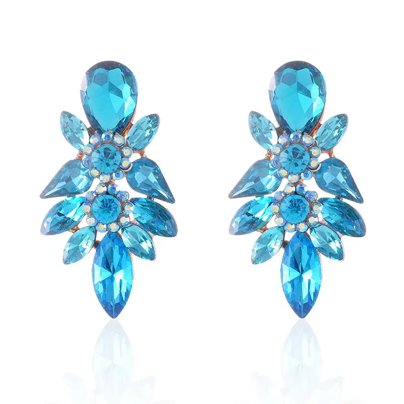 AQUA MEDIUM CRYSTAL CLIP ON EARRINGS ( 2587 AQ ) sold by Oh My Jewelry