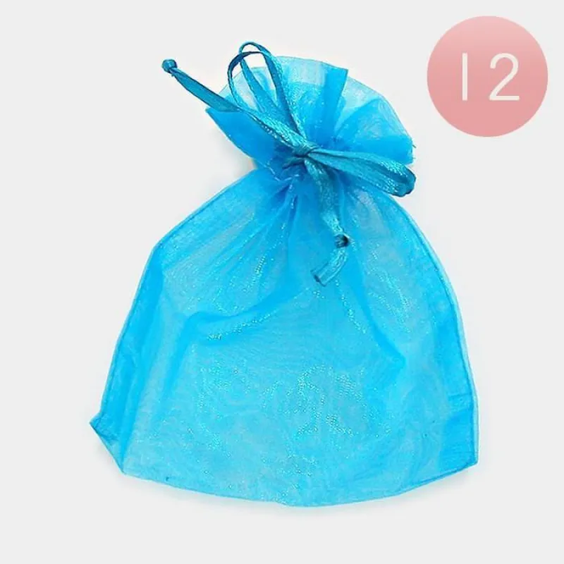 4" x 5” TEAL BLUE Organza Gift Bag 12 Pieces M ( 1001 TL ) made by Oh My Jewelry