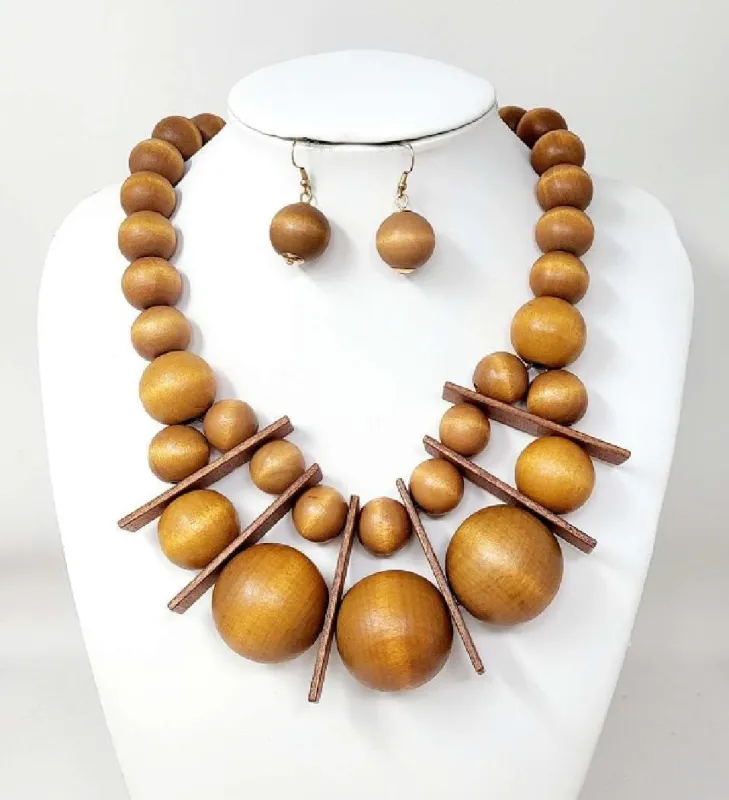 BROWN WOOD NECKLACE ( 10849 GBR ) sold by Oh My Jewelry