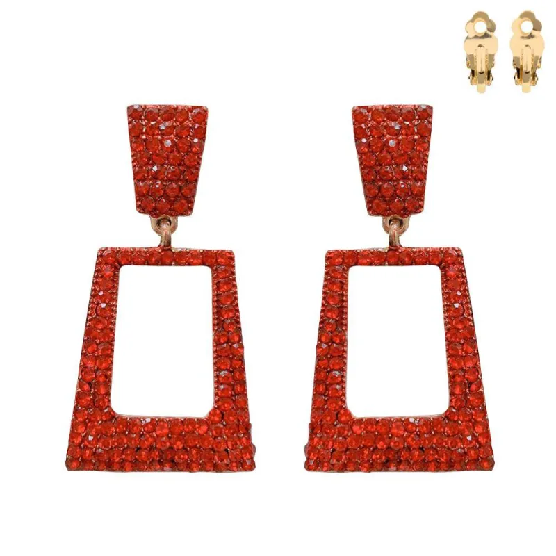 GOLD CLIP ON EARRINGS RED STONES ( 166 GRED ) sold by Oh My Jewelry