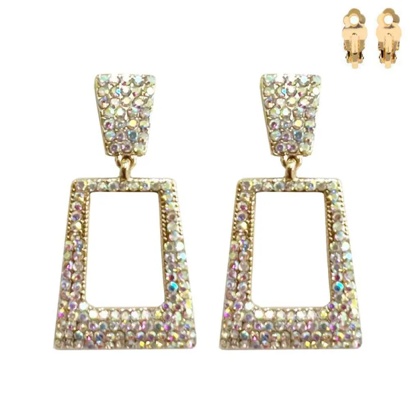 GOLD CLIP ON EARRINGS AB STONES ( 166 GAB ) sold by Oh My Jewelry