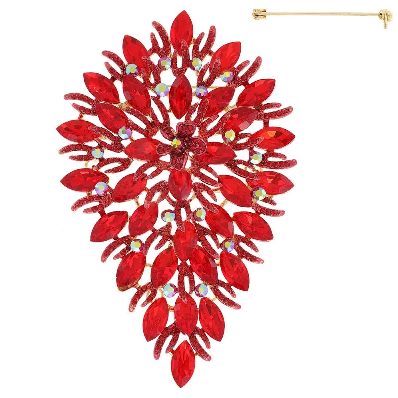 LARGE GOLD BROOCH RED STONES ( 12019 GRD ) sold by Oh My Jewelry
