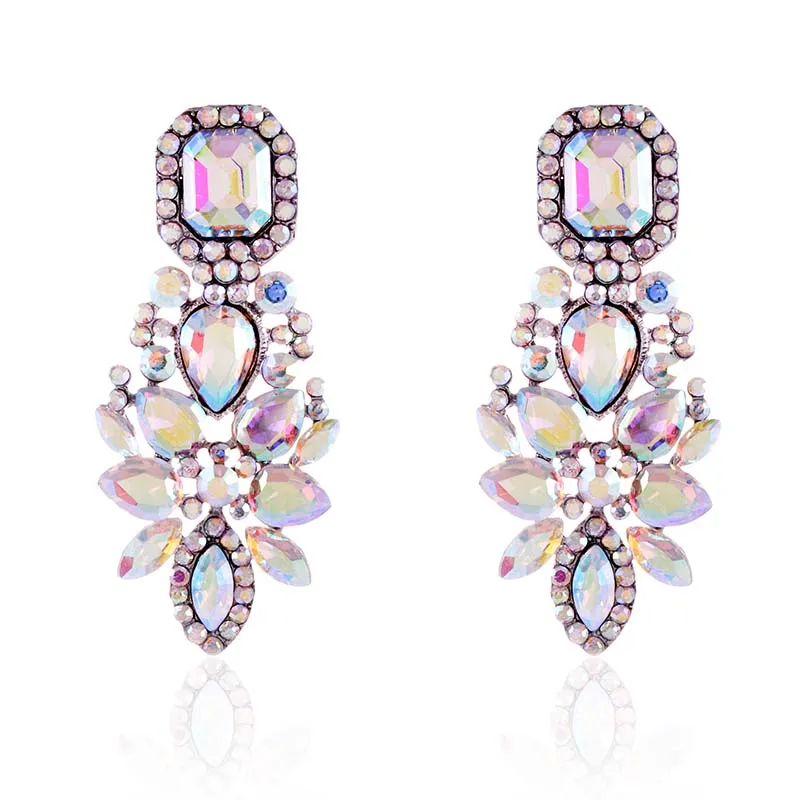 SILVER AB CRYSTAL CLIP ON EARRINGS ( 2585 SAB ) sold by Oh My Jewelry