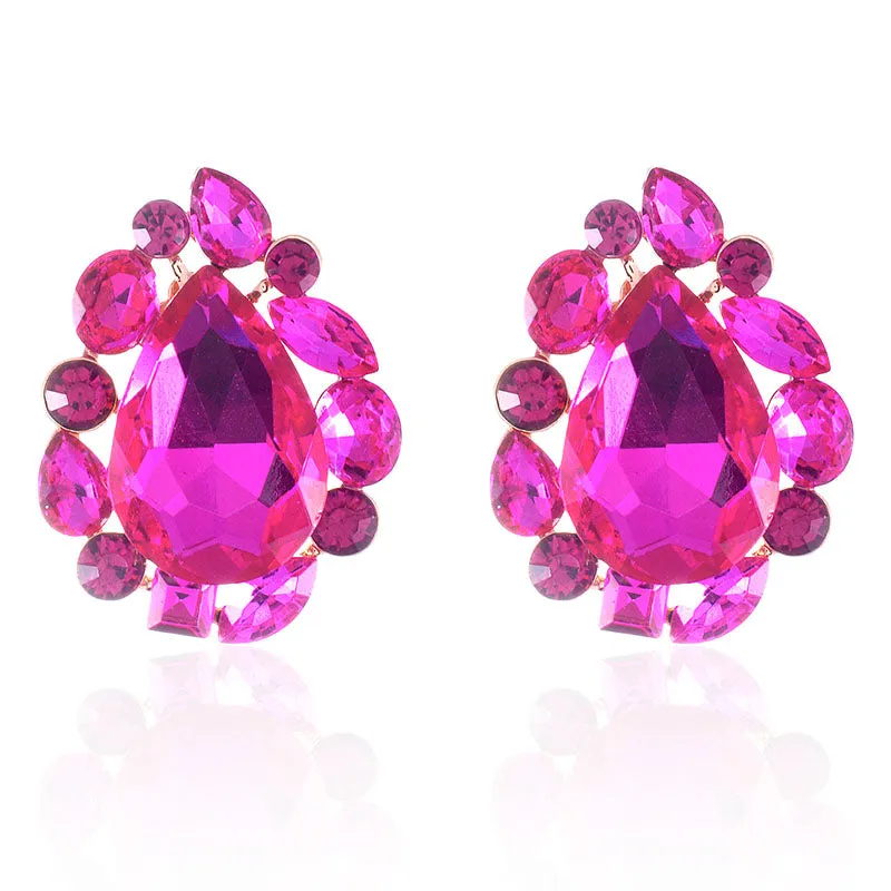 GOLD FUCHSIA CLIP ON EARRINGS ( 2516 FU ) sold by Oh My Jewelry