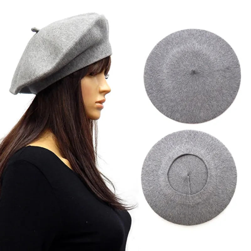 GRAY WOOL FELT BERET ( 3448 GRY ) sold by Oh My Jewelry
