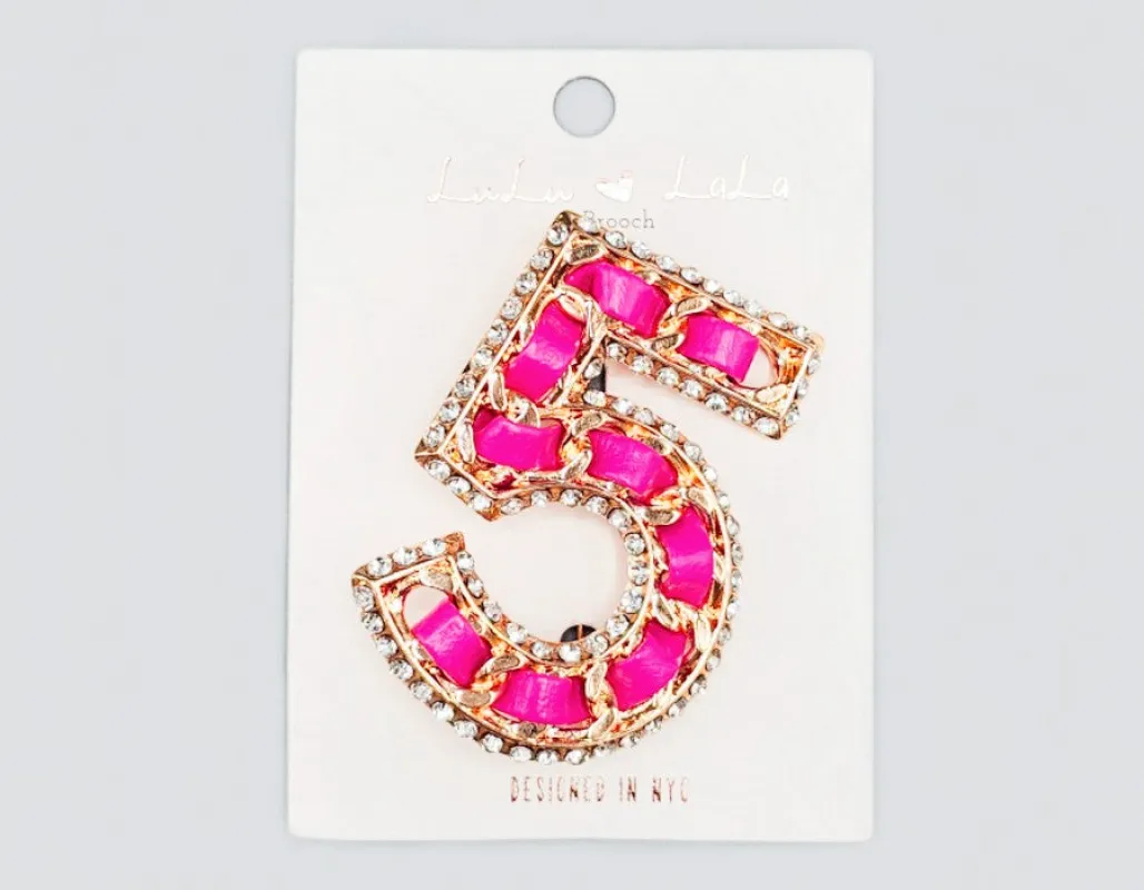 GOLD PINK 5 BROOCH ( 1100 GDPK ) made by Oh My Jewelry