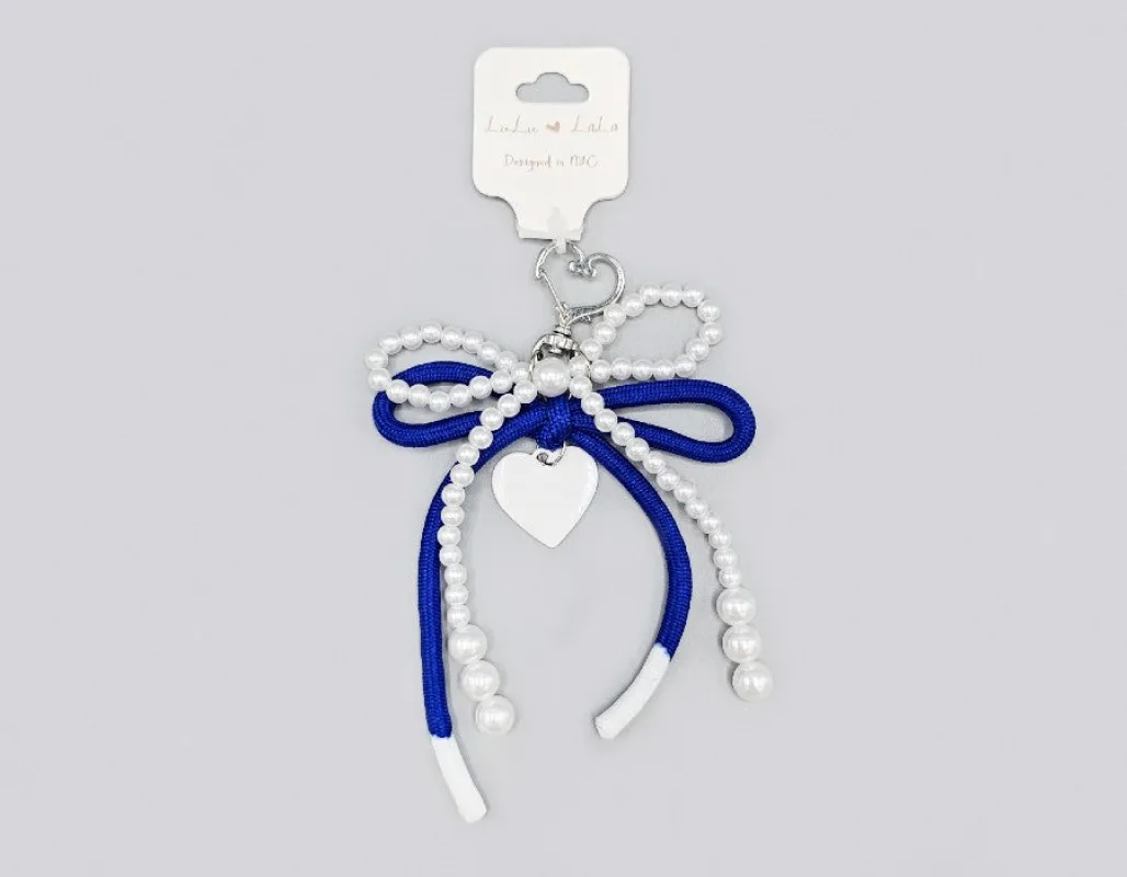 BLUE WHITE HEART CHARM KEYCHAIN BAG CHARM ( 1764 BL ) sold by Oh My Jewelry