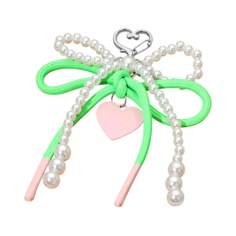 GREEN PINK HEART CHARM KEYCHAIN BAG CHARM ( 1764 GRN ) made by Oh My Jewelry