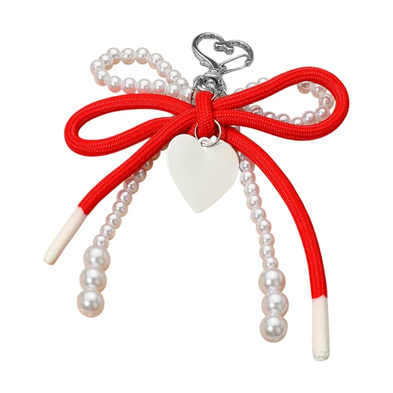 RED WHITE HEART CHARM KEYCHAIN BAG CHARM ( 1764 RD ) sold by Oh My Jewelry