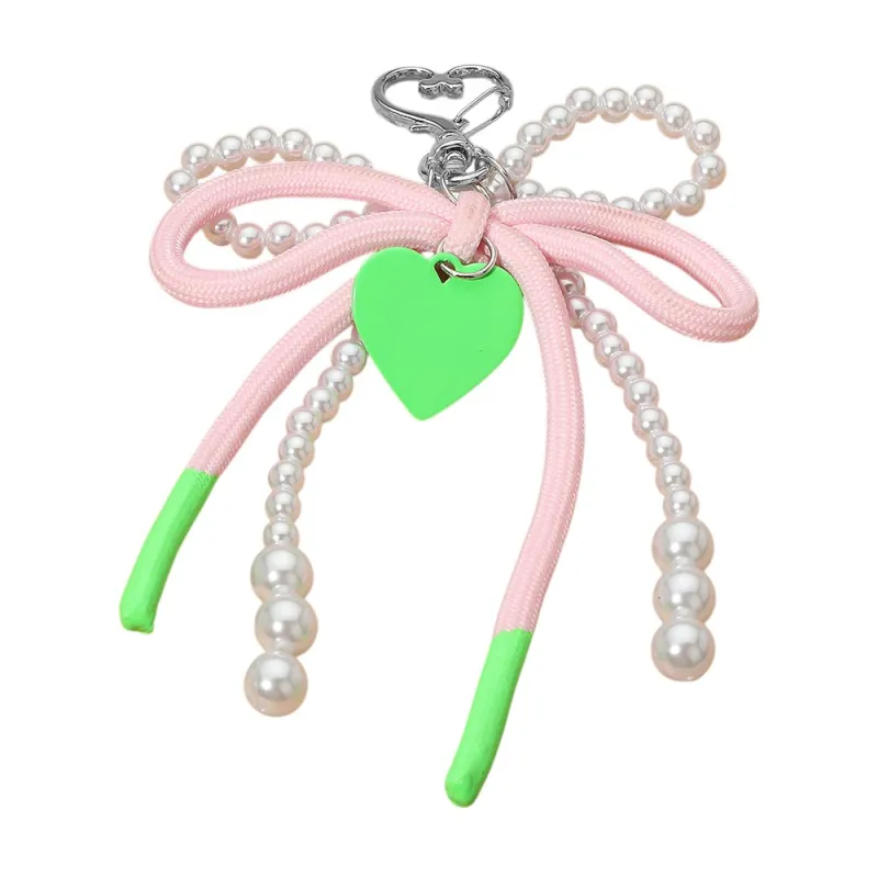 PINK GREEN HEART CHARM KEYCHAIN BAG CHARM ( 1764 PK ) made by Oh My Jewelry