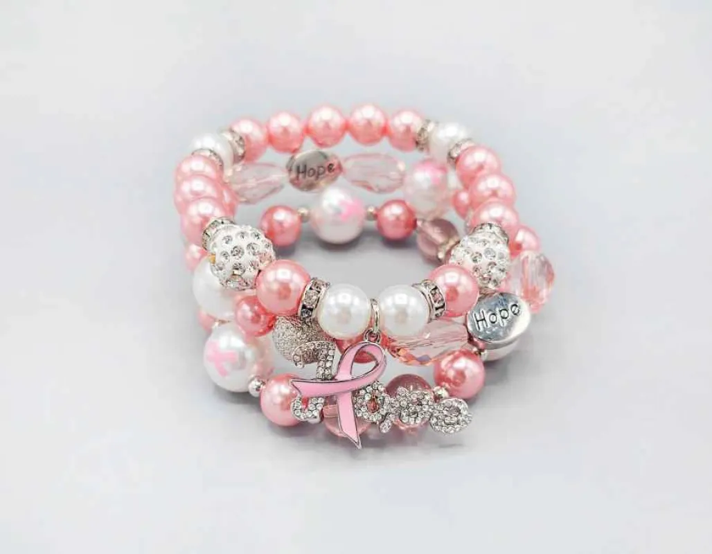 LIGHT PINK RIBBON STRETCH BRACELETS ( 1581 LPK ) sold by Oh My Jewelry