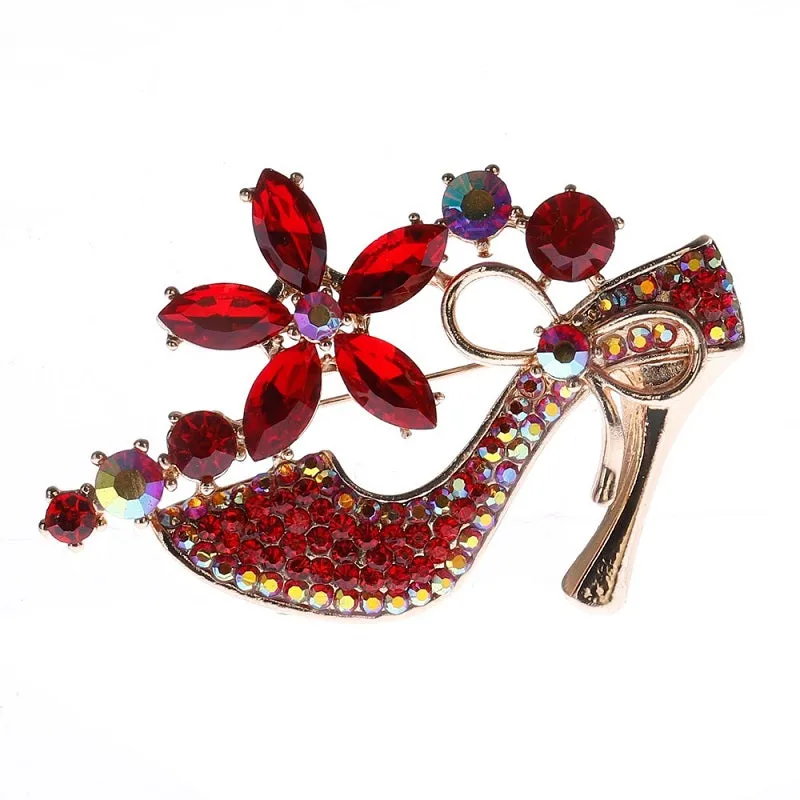 GOLD SHOE BROOCH RED STONES ( 1384 GRD ) sold by Oh My Jewelry