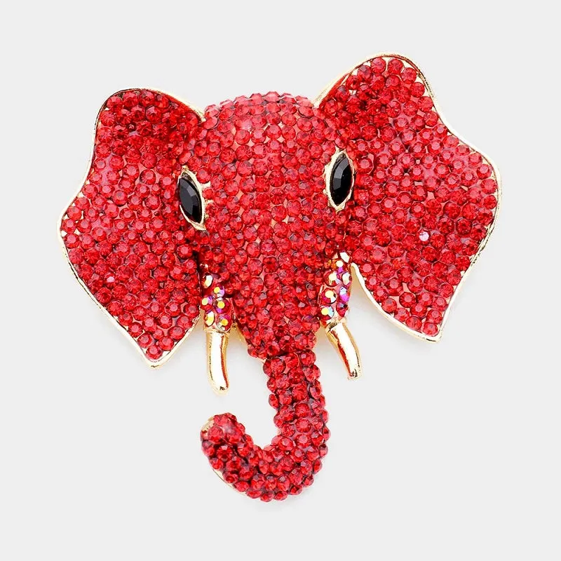 GOLD ELEPHANT BROOCH RED STONES ( 1378 GRD ) sold by Oh My Jewelry