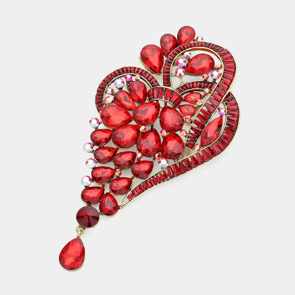 RED EXTRA LARGE CRYSTAL BROOCH ( 1516 RED ) sold by Oh My Jewelry