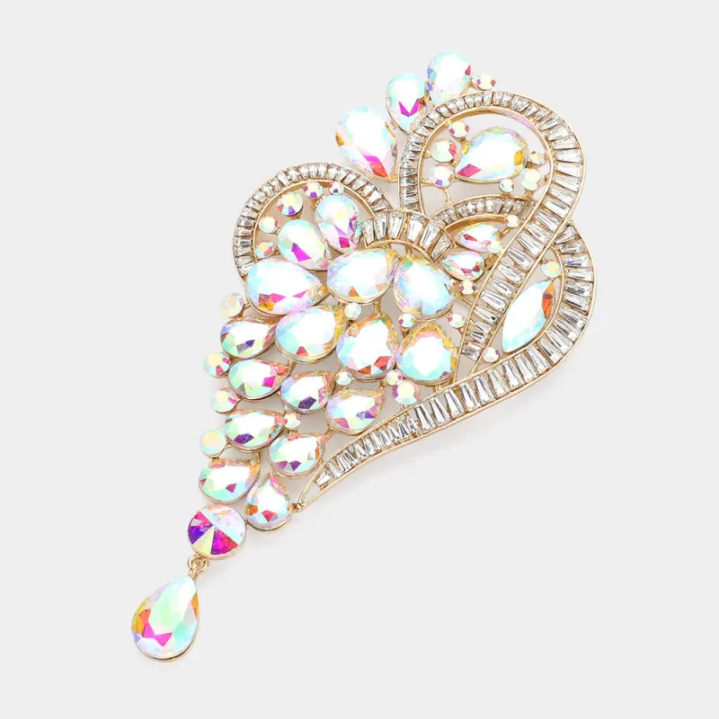 GOLD AB EXTRA LARGE CRYSTAL BROOCH ( 1516 GAB ) made by Oh My Jewelry