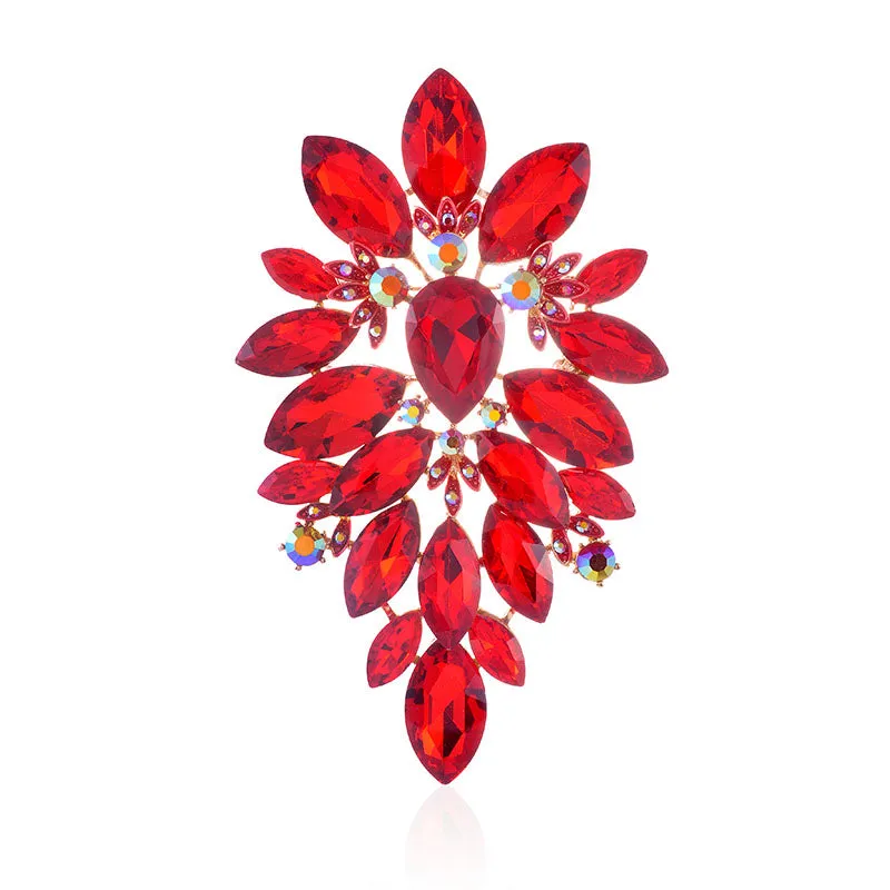 LARGE GOLD BROOCH RED STONES ( 1493 RED ) made by Oh My Jewelry