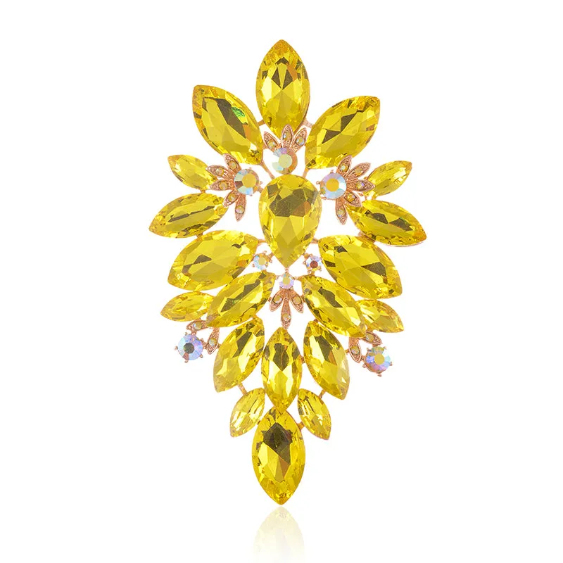 LARGE GOLD BROOCH YELLOW STONES ( 1493 YLW ) sold by Oh My Jewelry