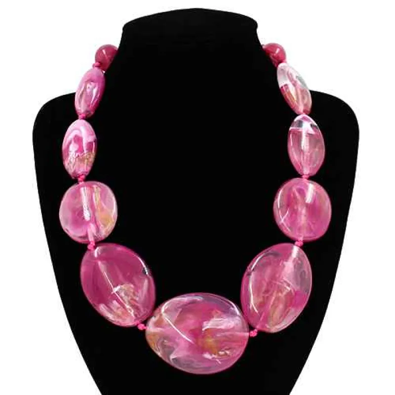 PINK STONE NECKLACE ( 2059 DPK ) sold by Oh My Jewelry