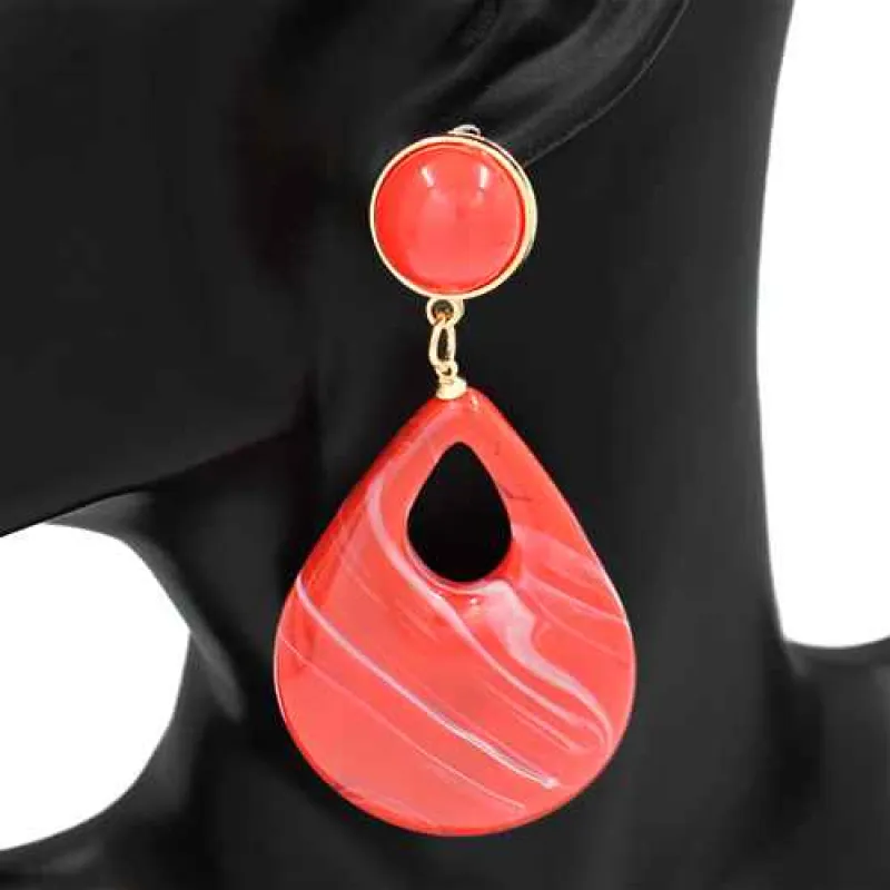 RED ACRYLIC EARRINGS ( 2930 RED ) sold by Oh My Jewelry