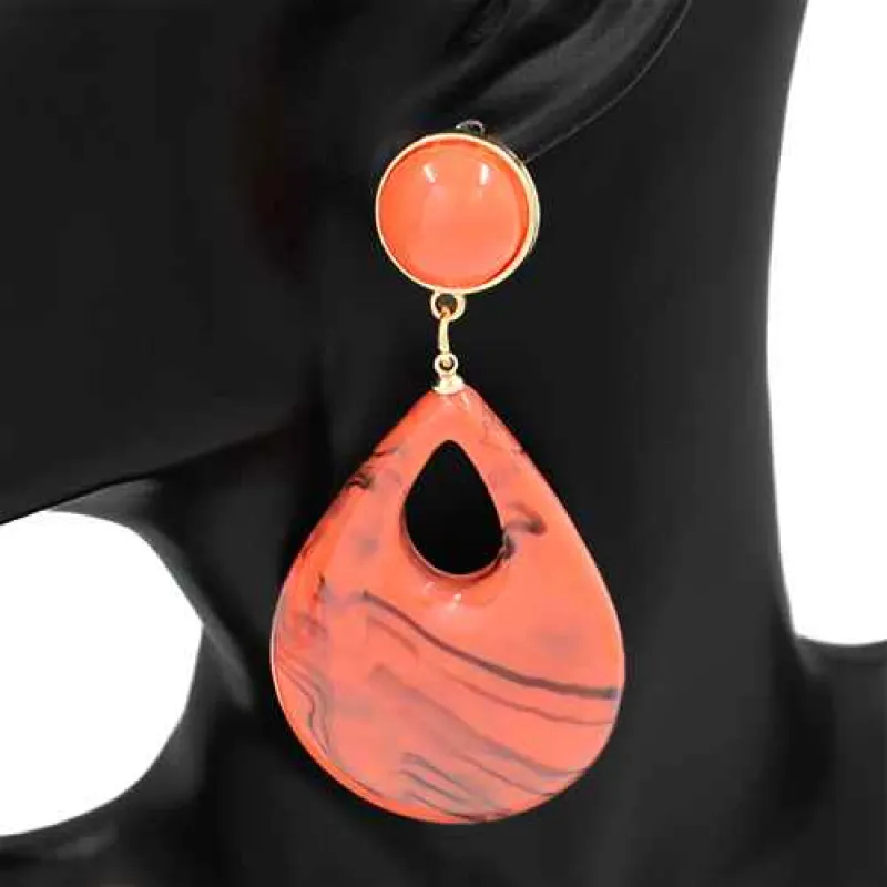 ORANGE ACRYLIC EARRINGS ( 2930 OR ) sold by Oh My Jewelry