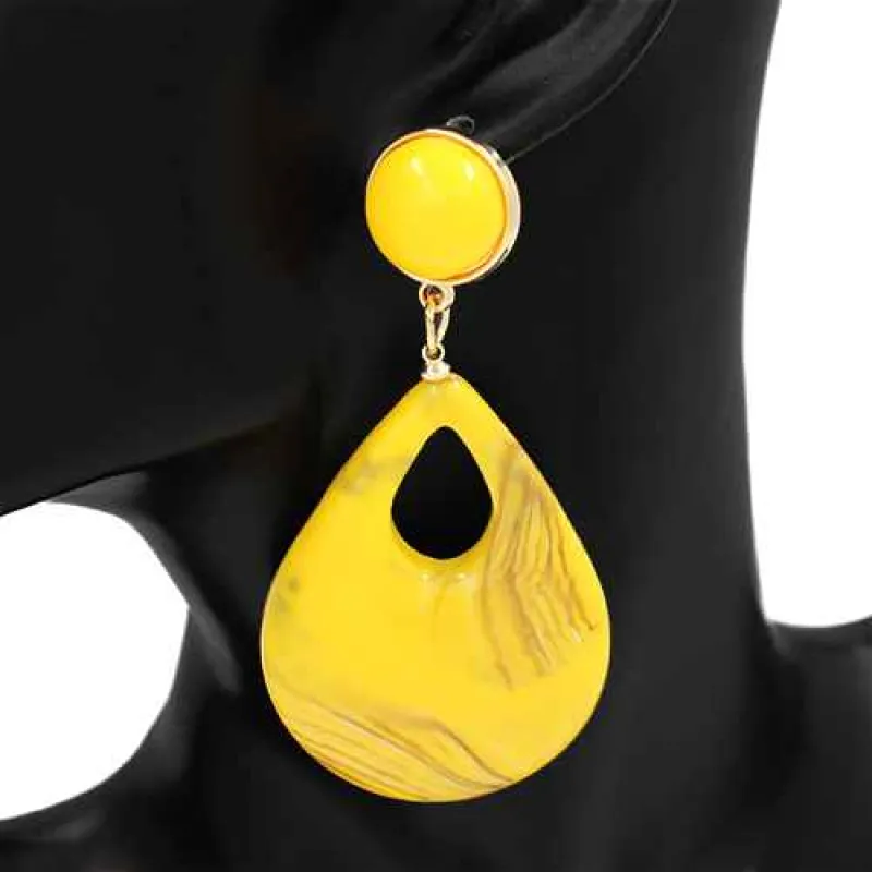MUSTARD ACRYLIC EARRINGS ( 2930 MUS ) sold by Oh My Jewelry
