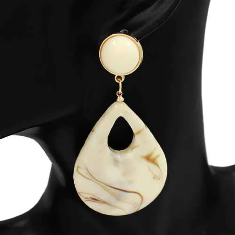 BEIGE ACRYLIC EARRINGS ( 2930 LBE ) sold by Oh My Jewelry