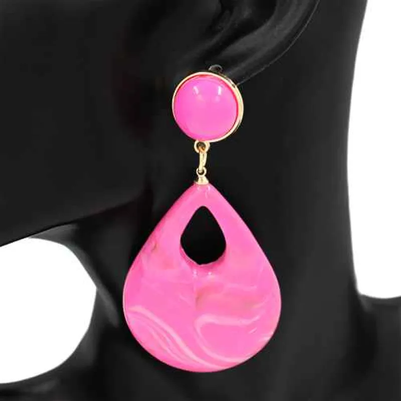 PINK ACRYLIC EARRINGS ( 2930 DPK ) sold by Oh My Jewelry