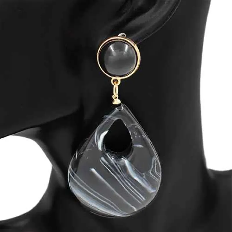 BLACK ACRYLIC EARRINGS ( 2930 BK ) sold by Oh My Jewelry
