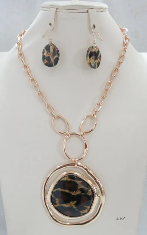 GOLD LEOPARD PRINT STONE NECKLACE SET ( 5200 LEOP ) sold by Oh My Jewelry