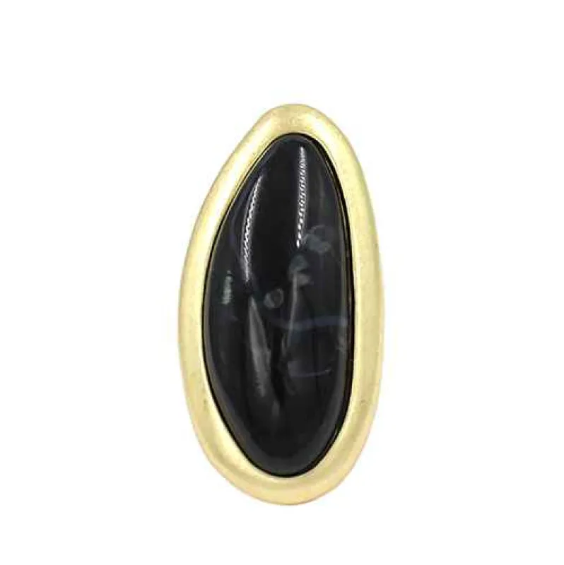 GOLD ROUND RING BLACK ( 2141 GDBK ) sold by Oh My Jewelry