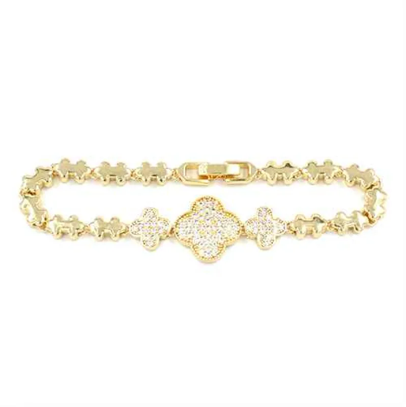 GOLD BRACELET CLEAR STONES ( 2249 GD ) sold by Oh My Jewelry