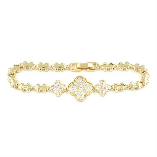 GOLD BRACELET CLEAR STONES ( 2249 GD ) sold by Oh My Jewelry