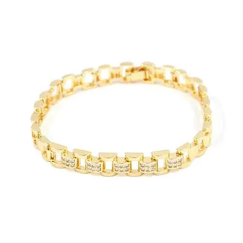 GOLD BRACELET CLEAR STONES ( 2243 GD ) sold by Oh My Jewelry