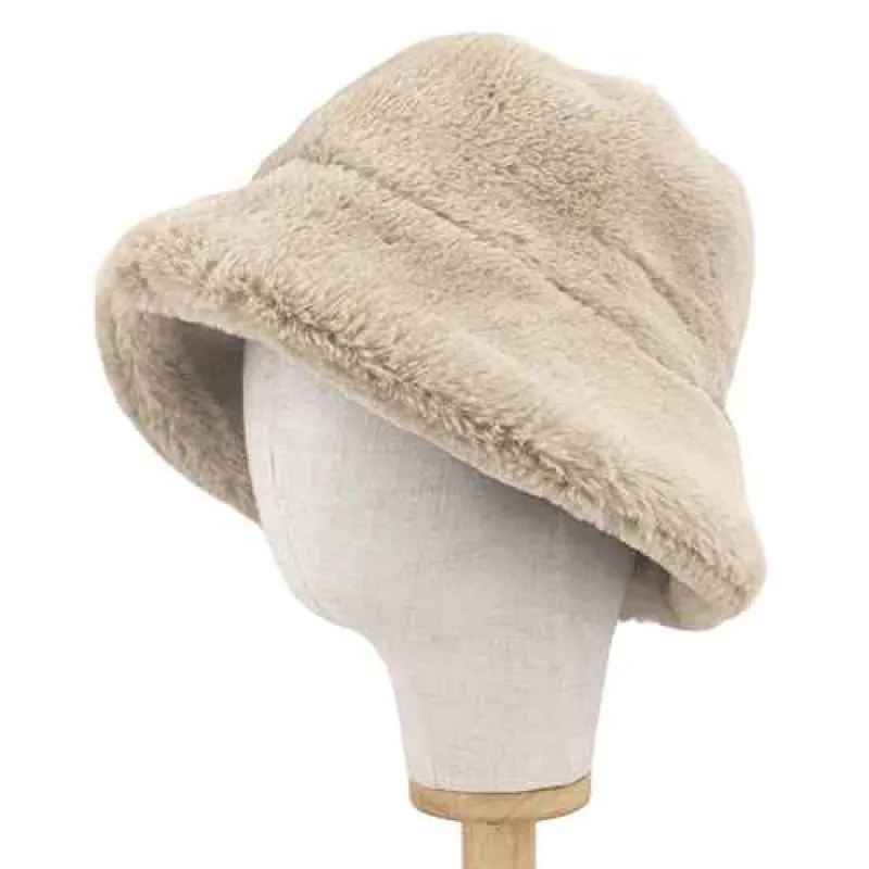 BEIGE BUCKET HAT FAUX FUR ( 2869 IV ) sold by Oh My Jewelry