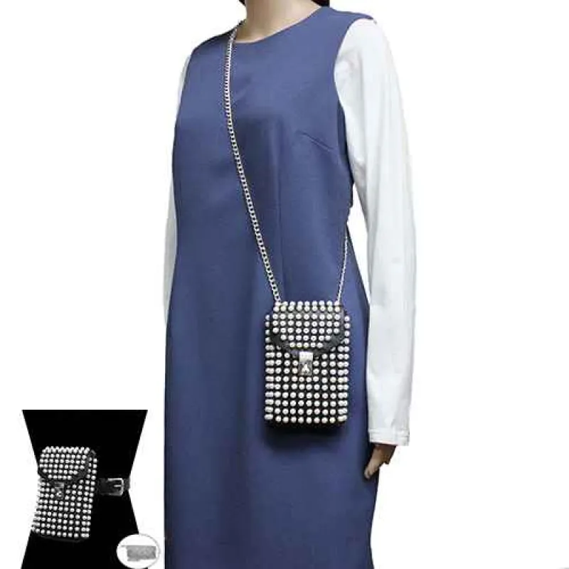 BELT FANNY PACK CROSS BODY BAG ( 2779 BKWHT ) sold by Oh My Jewelry