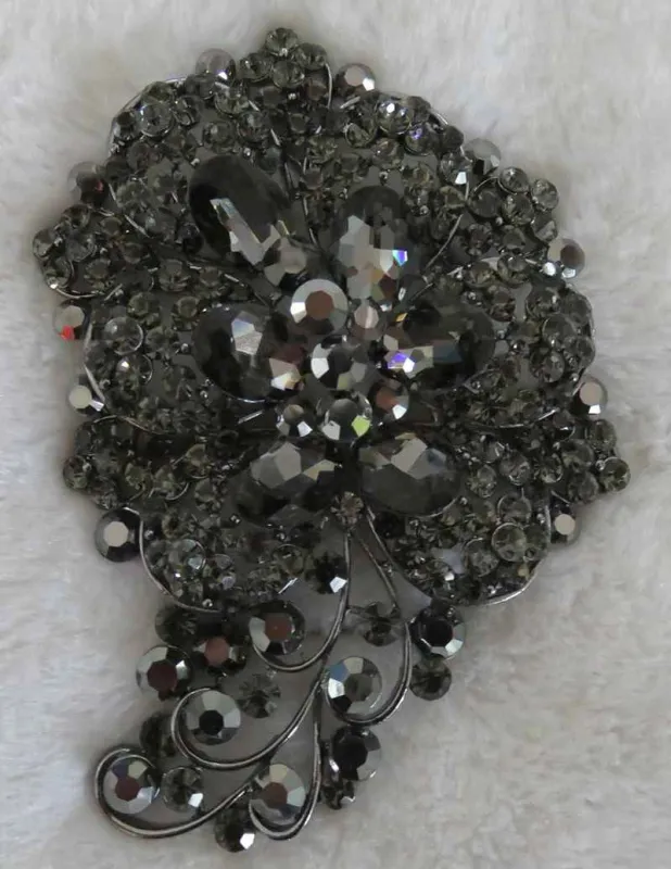 HEMATITE BLACK DIAMOND BROOCH ( 2982 BD ) made by Oh My Jewelry
