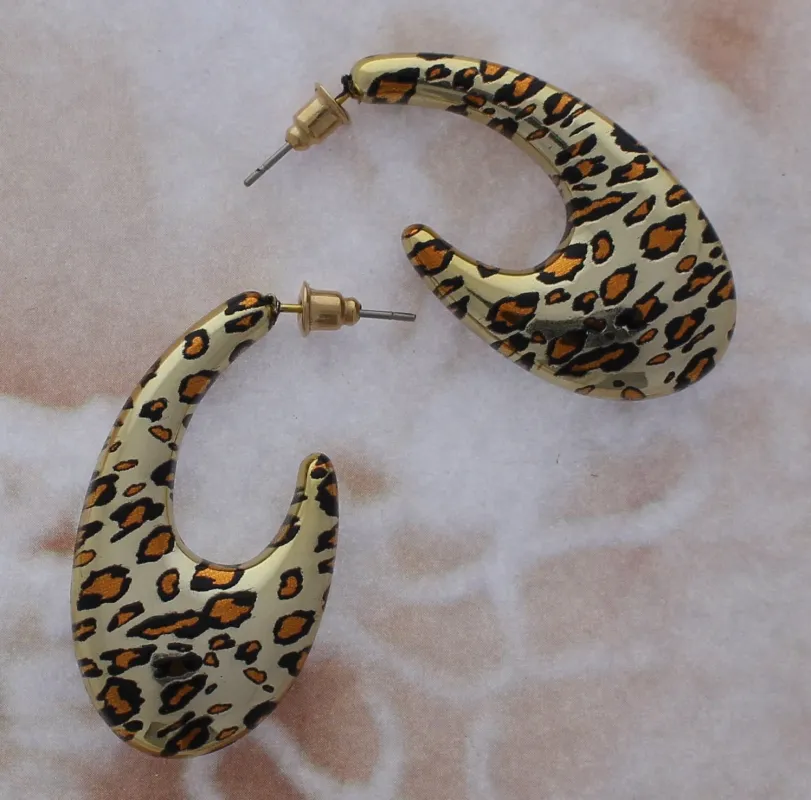 CHEETAH PRINT HOOP EARRINGS ( 1031 ) sold by Oh My Jewelry