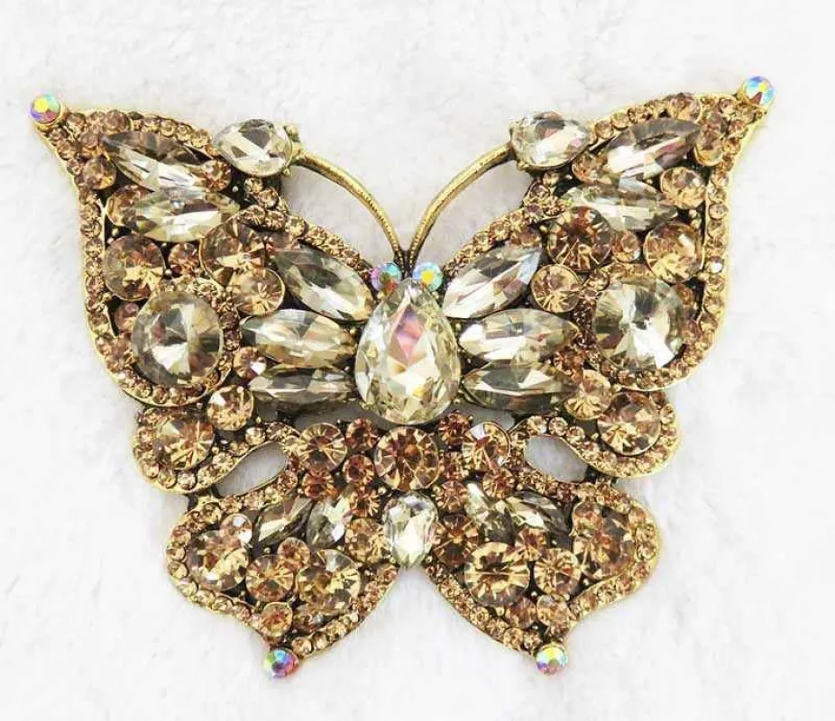 LARGE BUTTERFLY BROOCH PENDANT GOLD TOPAZ ( 2977 BN) sold by Oh My Jewelry