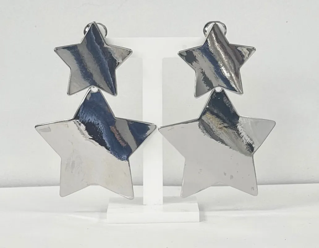 SILVER METAL STAR CLIP ON EARRINGS ( 3090 S ) sold by Oh My Jewelry