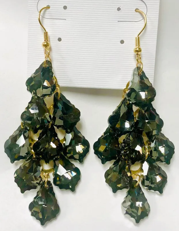 Gold Earrings Black Diamond Stones ( 3103 BD ) sold by Oh My Jewelry