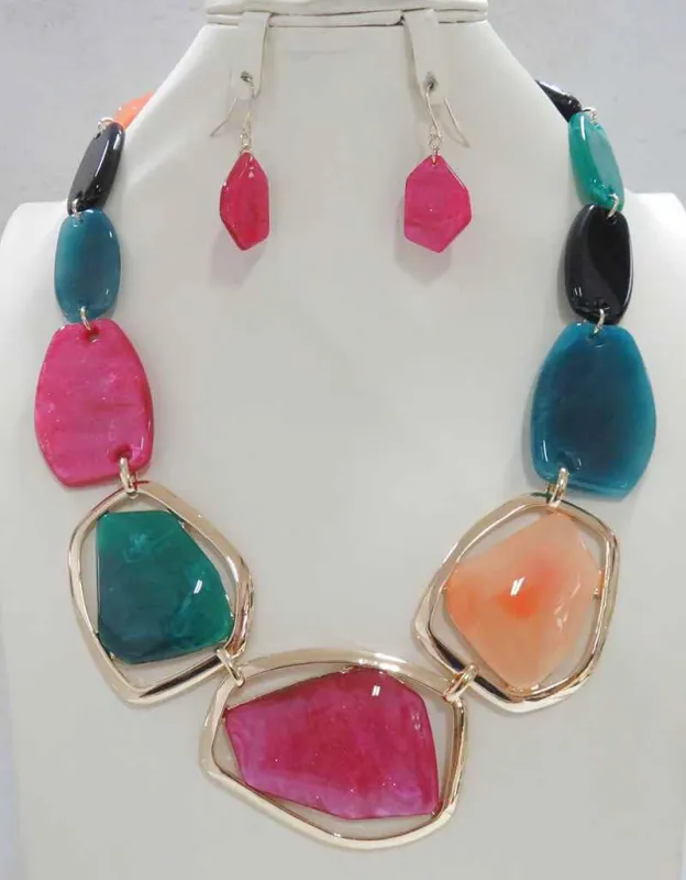 NECKLACE SET ACRYLIC MULTICOLOR ( 5096 MT ) made by Oh My Jewelry