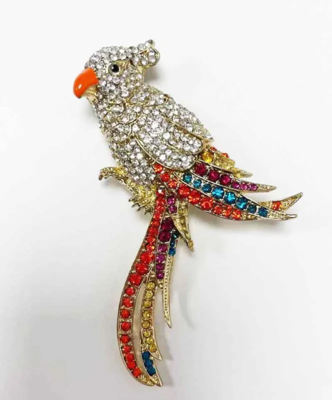 GOLD BIRD BROOCH MULTI COLOR STONES ( 2992 MT ) sold by Oh My Jewelry