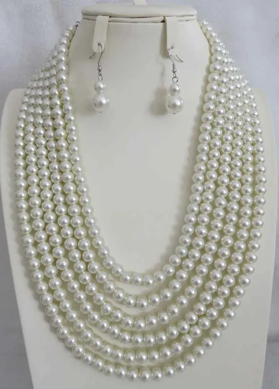 CREAM PEARL NECKLACE SET ( 4067CR ) sold by Oh My Jewelry