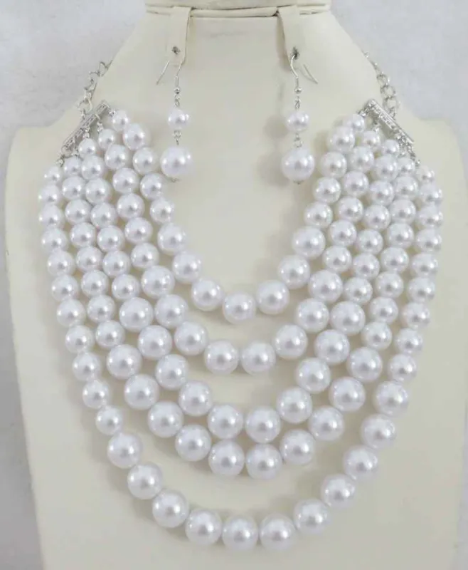 WHITE PEARL NECKLACE SET ( 604 WT ) sold by Oh My Jewelry
