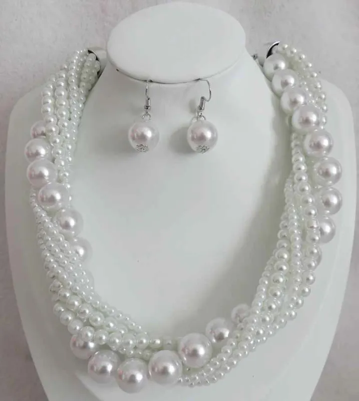 SILVER WHITE PEARL NECKLACE SET ( 603 WT ) sold by Oh My Jewelry
